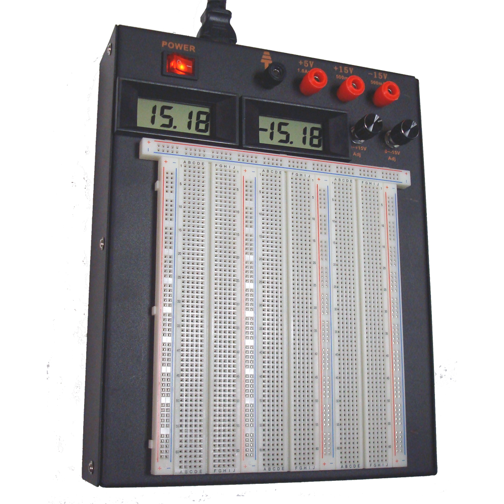 Powered 15V Solderless Breadboard Kit, With LCD Displays