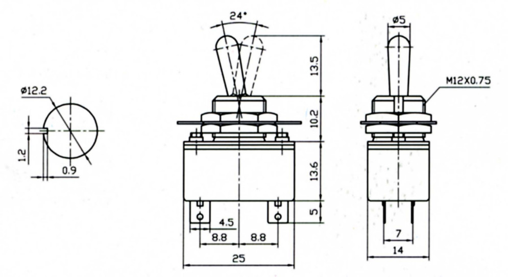 SPDT ON/ON Standard Duty Toggle Switch