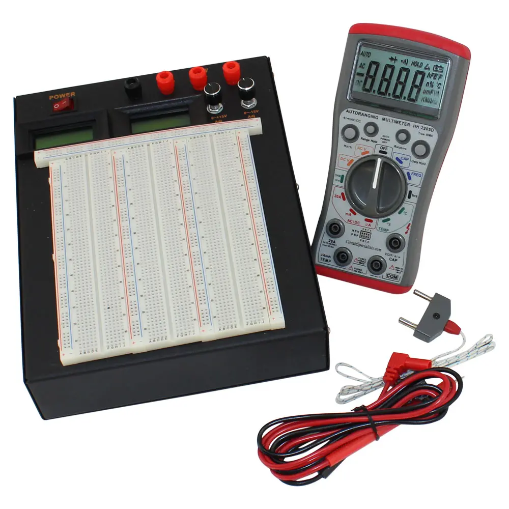 Powered 15V Solderless Breadboard Kit, With LCD Displays